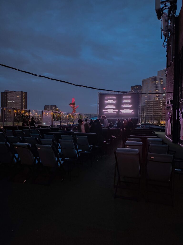 Rooftop cinema in Stratford Londen